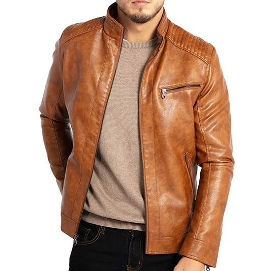 HommanceParis - Veste en cuir vintage pour homme